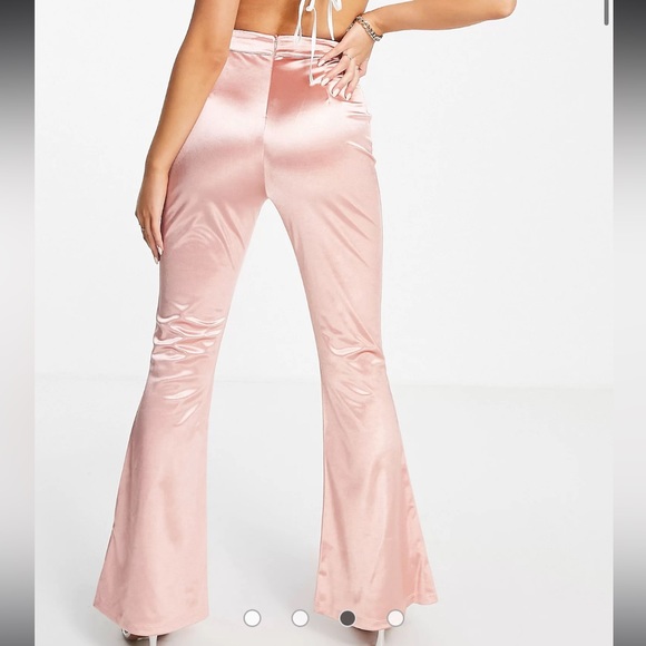 Club L London satin high rise flare barbie  pink pants - Picture 2 of 8
